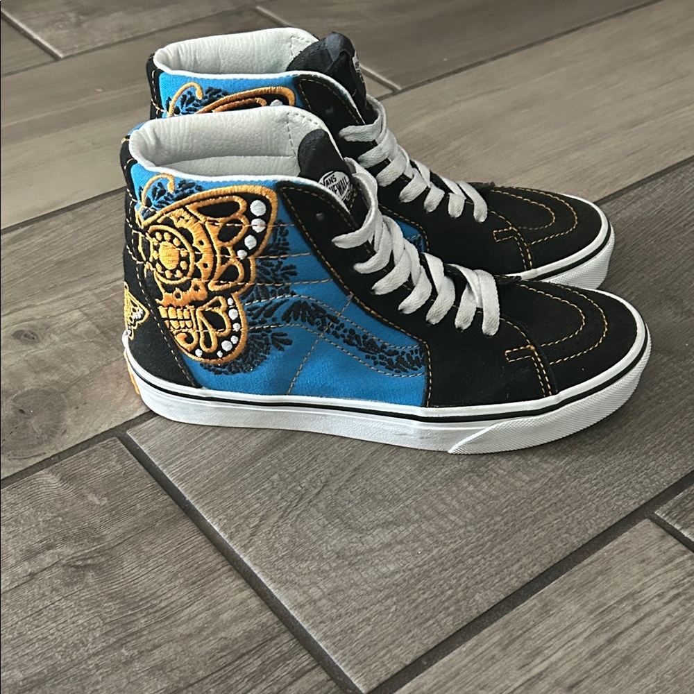 Vans High-Top Sneakers - Black, Blue, and Gold